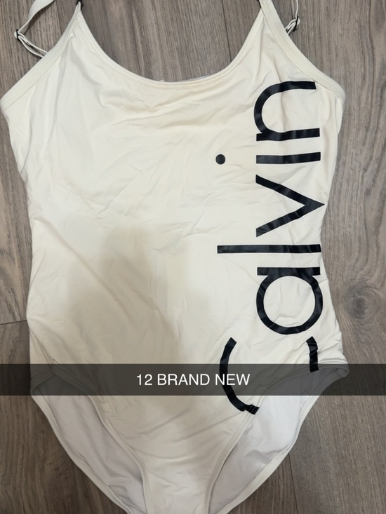 Calvin Klein Tops - Calvin Klein Cream Scoop Neck Bodysuit with Side Logo